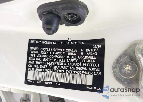 2018 Honda Civic Lx from USA, damaged, VIN SHHFK7H25JU236843